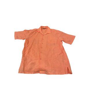 Bagazio mens coral ramie cotton button up shirt Size L SKU 8517